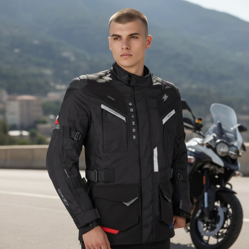 Jaqueta Texx Nômade Masculina Preta Azul Vermelha Impermeável Proteção Motociclista Touring Viagem