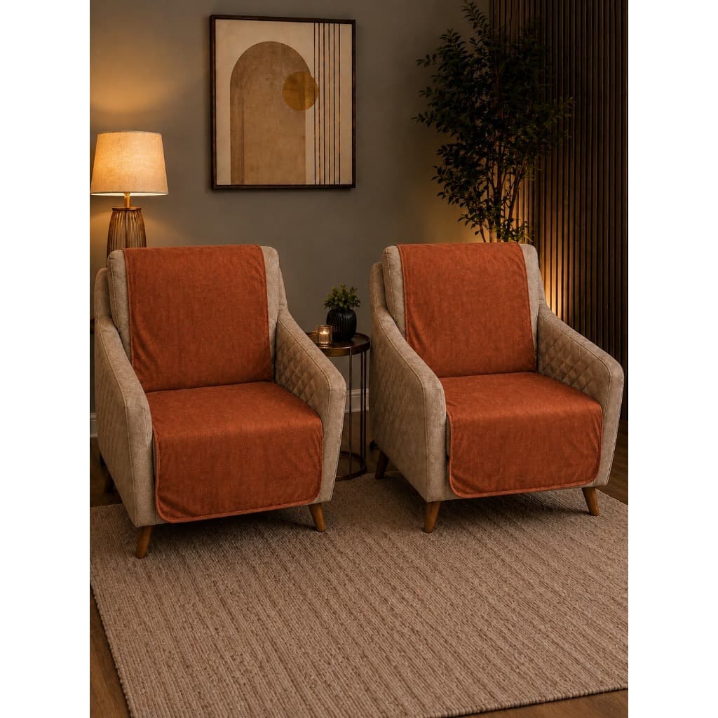 Kit 2 Capa de Poltrona Suede Aveludado Sem Braço Elegante 1,40x55cm - Promoção