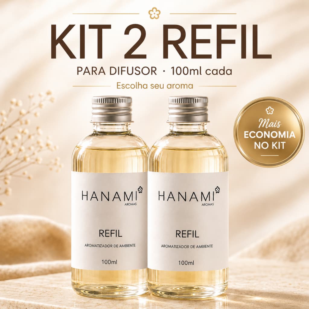 Kit 2 Refil Aromatizador De Ambiente Hanami 100ml Essência Para Difusor De Varetas Casa Cheirosa