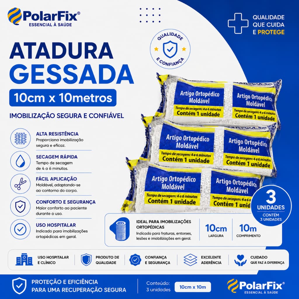 Atadura de Gesso Polarfix | Imobilização Segura e Eficiente para Uso Ortopédico