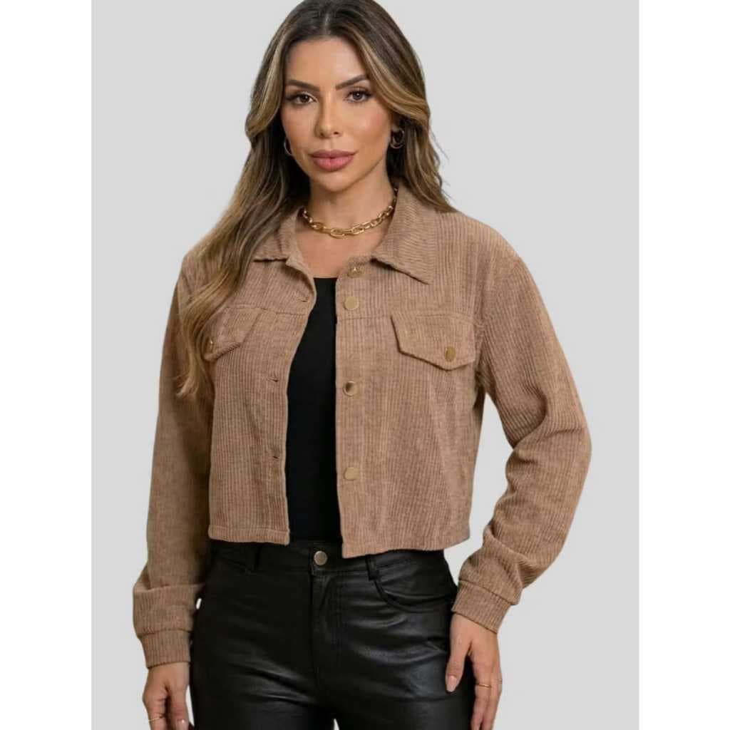 Jaqueta Veludo cotele Elegante Inverno Cacual