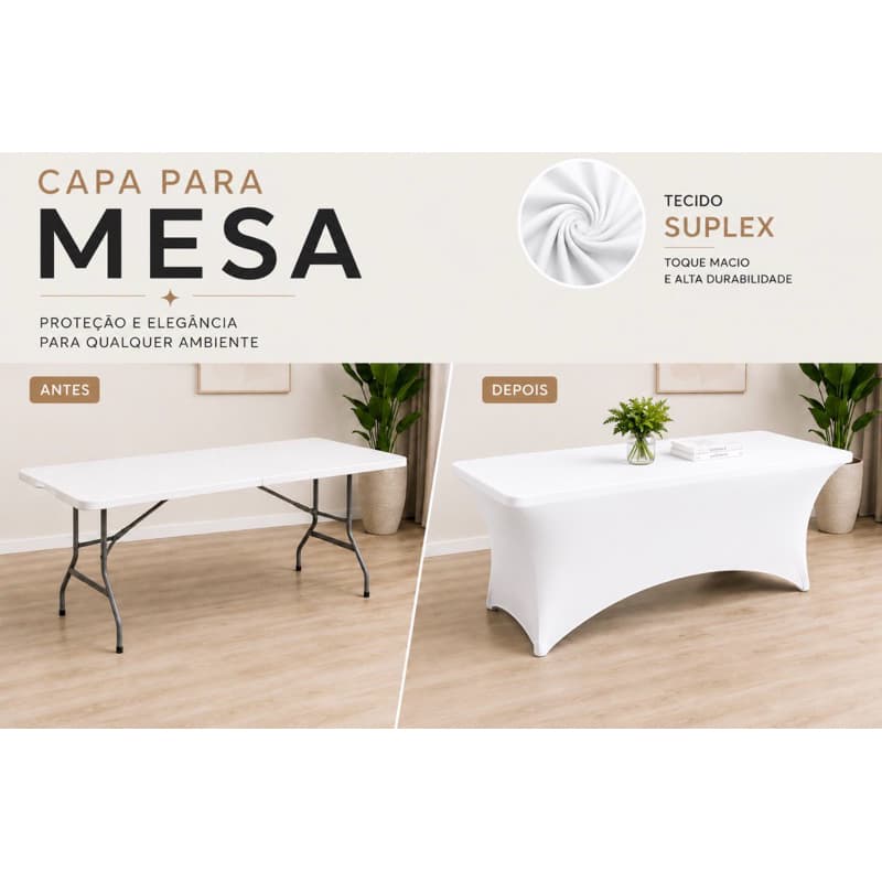 Toalha Capa para Mesa em Suplex  BRANCA