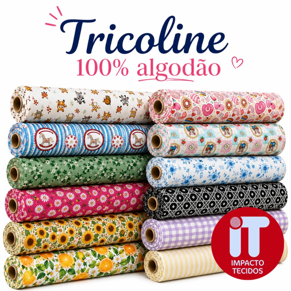 Tecido TRICOLINE Estampado 100% Algodão 50cmx1,50m Est 101 a NV146 Artesanato costura criativa