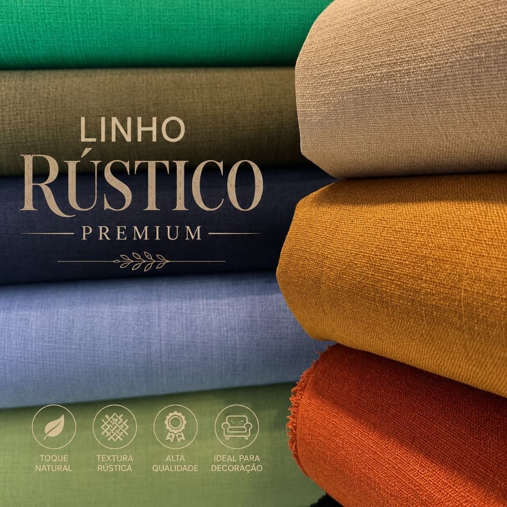 Tecido Linho Rústico Premium no Metro – Textura Elegante, Perfeito para Decoração e Moda lindas cores disponíveis