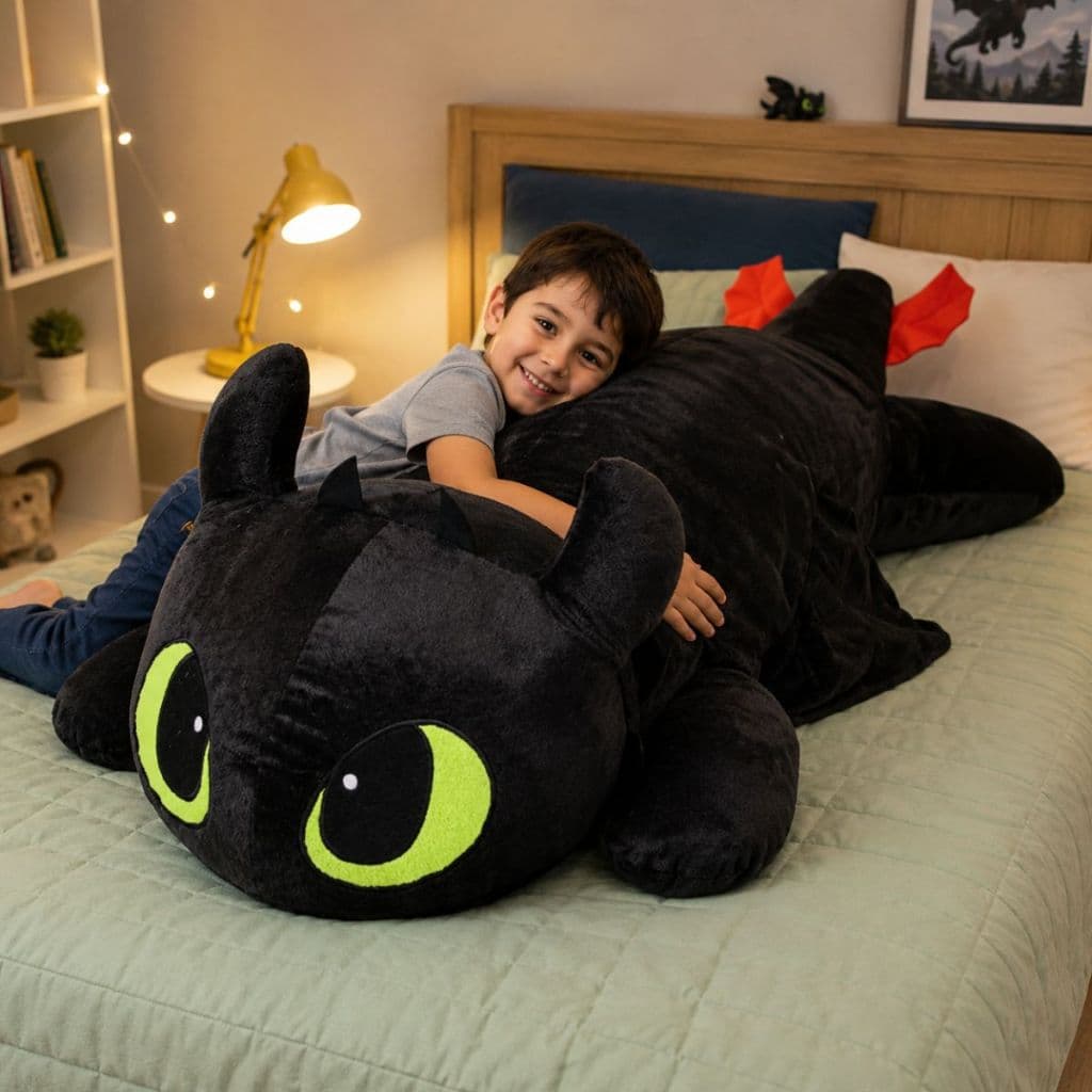 Pelúcia Xuxão Banguela 1,10m Gigante Fúria da Noite Travesseiro Corpo Macio Perfeito para Abraçar e Dormir
