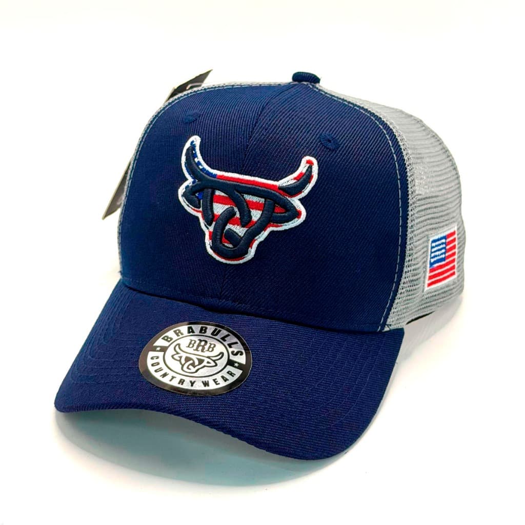 Boné Trucker Brabulls Touro Bordado Aba Curva Tela Ajustável Country Rodeio Premium Americano