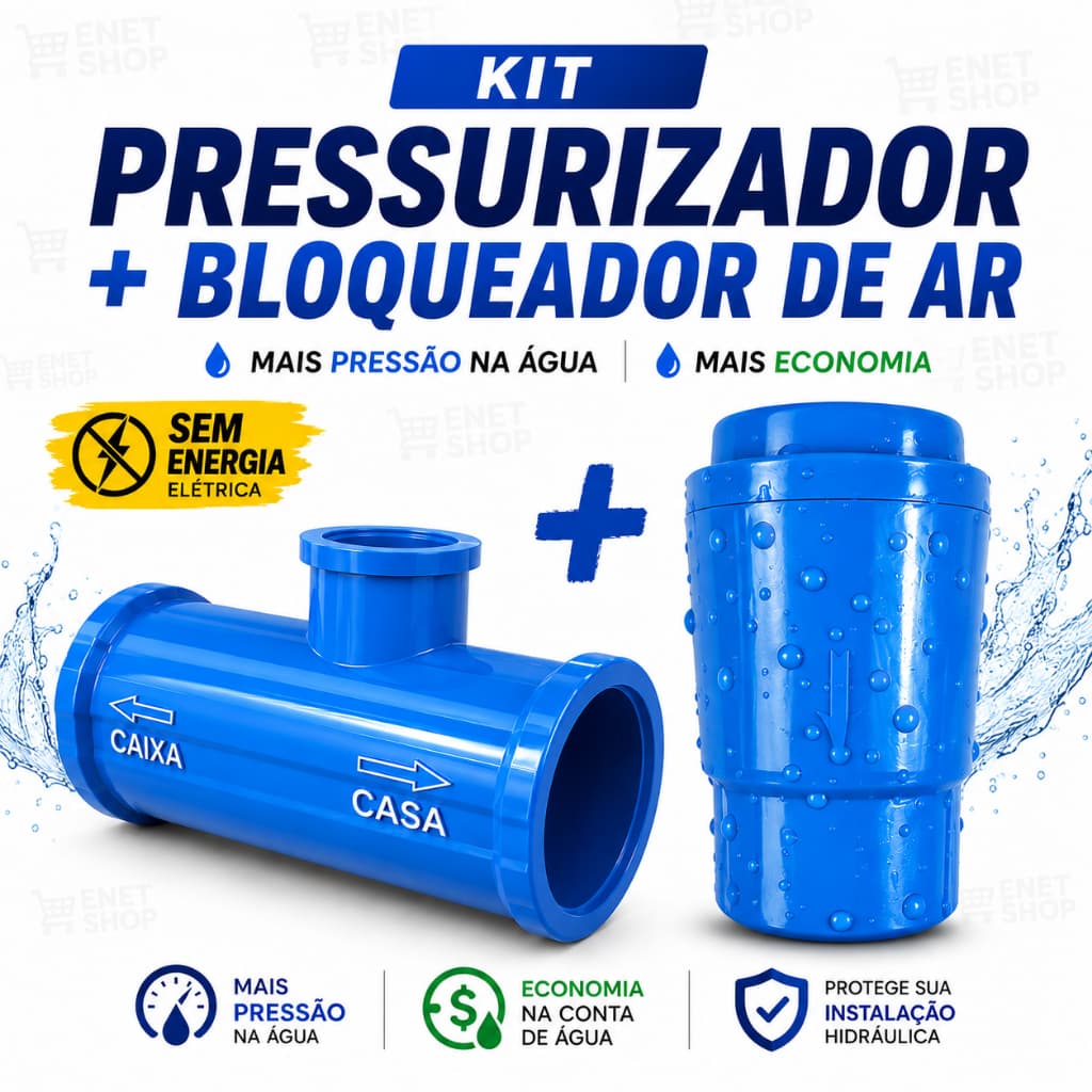 Kit Pressurizador Externo + Bloqueador de Ar Caixa D'Água Mais Pressão e Economia