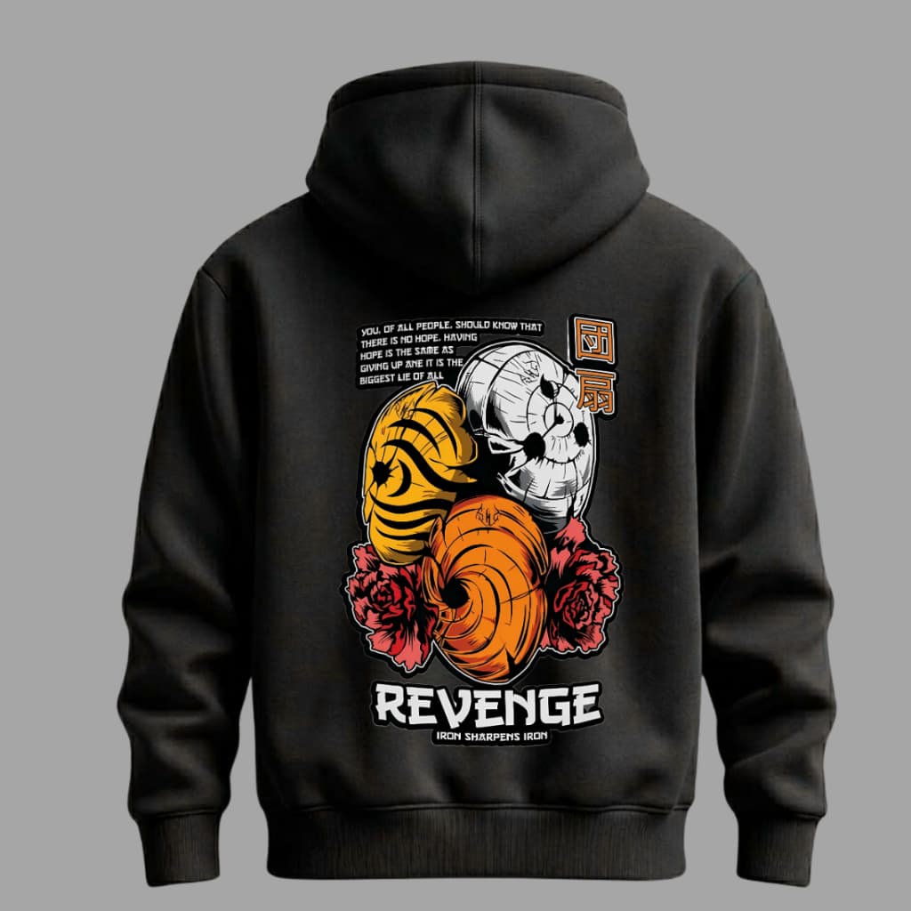 Moletom Anime Naruto Obito Revenge Canguru Unissex Flanelado Algodão Premium