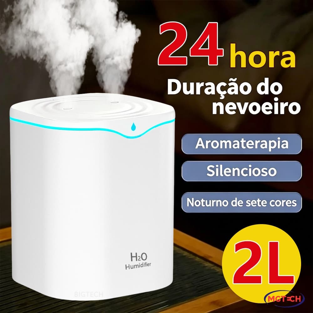 Umidificador De Ar 2000ml Grande Capacidade Aromatizador De Ambiente Escritório USB Portátil