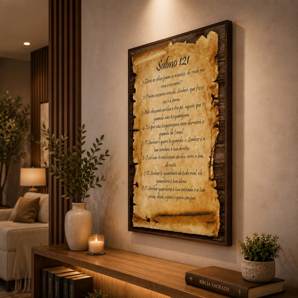 Quadro Decorativo Salmo 121 Cristão Religioso Evangélico Sala Quarto Parede