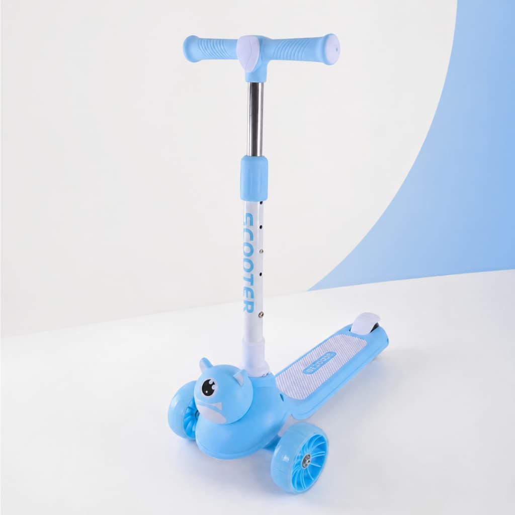 Patinete infantil com 3 rodas, luz LED e freio ajustável para meninos e meninas