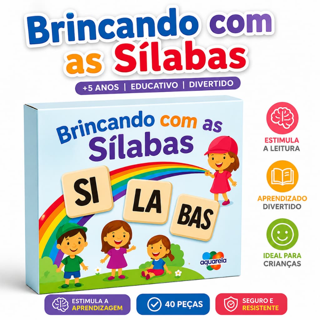 Jogo Educativo Brincando com as Sílabas em Madeira 130 Peças Didáticas para Alfabetização Infantil