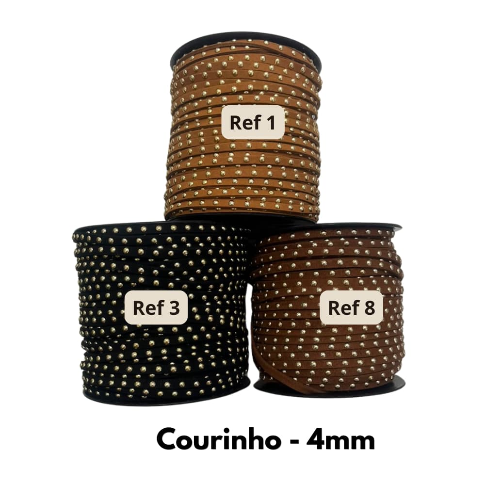 Tira de Courinho Camurça com Tachinhas 3mm ou 4mm (Escolha a partir de 1 Metro) para Laços e Tiaras