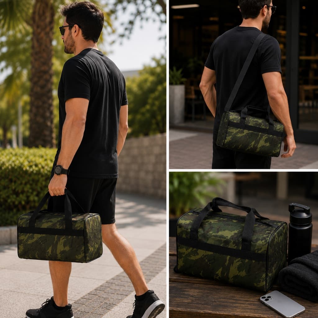 MALA BOLSA DE MÃO PEQUENA CAMUFLADA PARA PESCA ACADEMIA VIAGEM TRABALHO FUTEBOL NR2 S/S