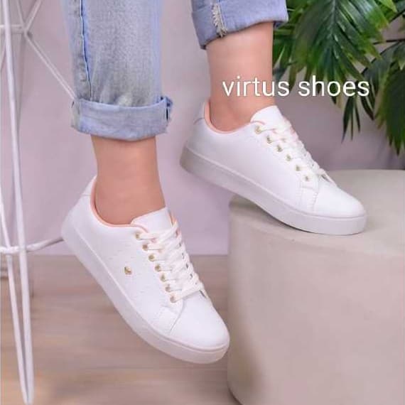 Tênis Sapatênis Casual Feminino Branco Lançamento Coração Básico Lindo
