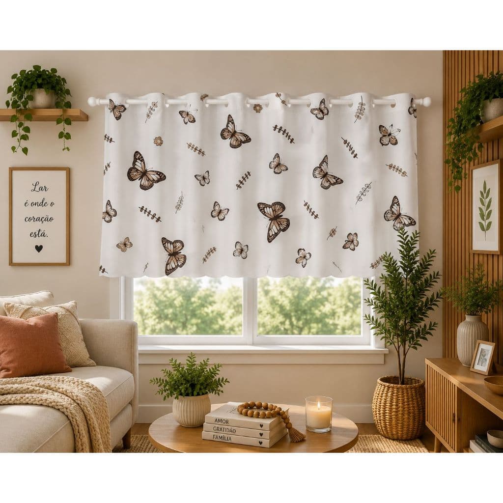 Cortina Vitro Estampada 0,80x0,80 Banheiro Cozinha Janela
