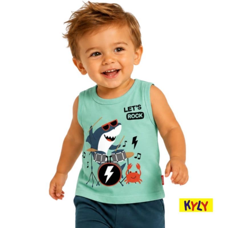Conjunto verão Infantil Menino Kyly Tubarão Tamanhos 1 ao 3 1001863