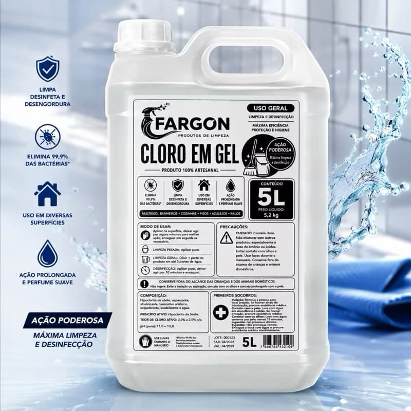 Sabão Cloro em Gel Tira Limo 5L Fargon