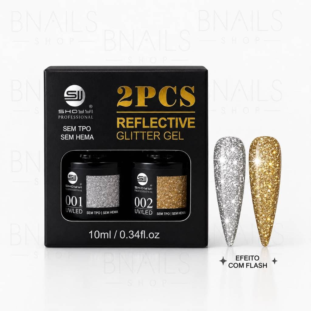 Kit 2 Esmaltes Em Gel Refletivo Prata E Dourado Shoyyi