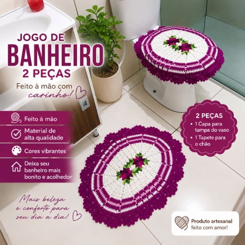 Jogo de banheiro de crochê 2 peças/Envio rápido/Tapete/Crochê