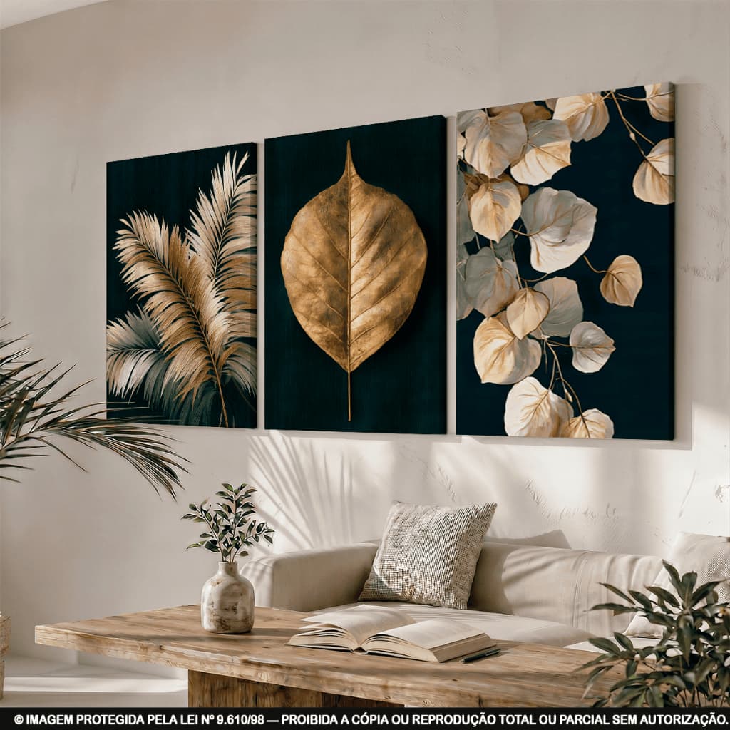 Quadros Decorativos Trio Kit 3 Flores Sala Escritorio