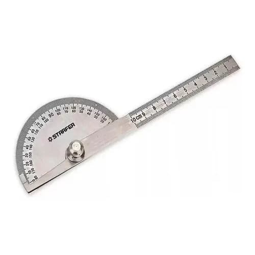 Transferidor em Aço Inox 180° Graus com Régua 10cm Starfer Ferramenta para Medições Precisas SB