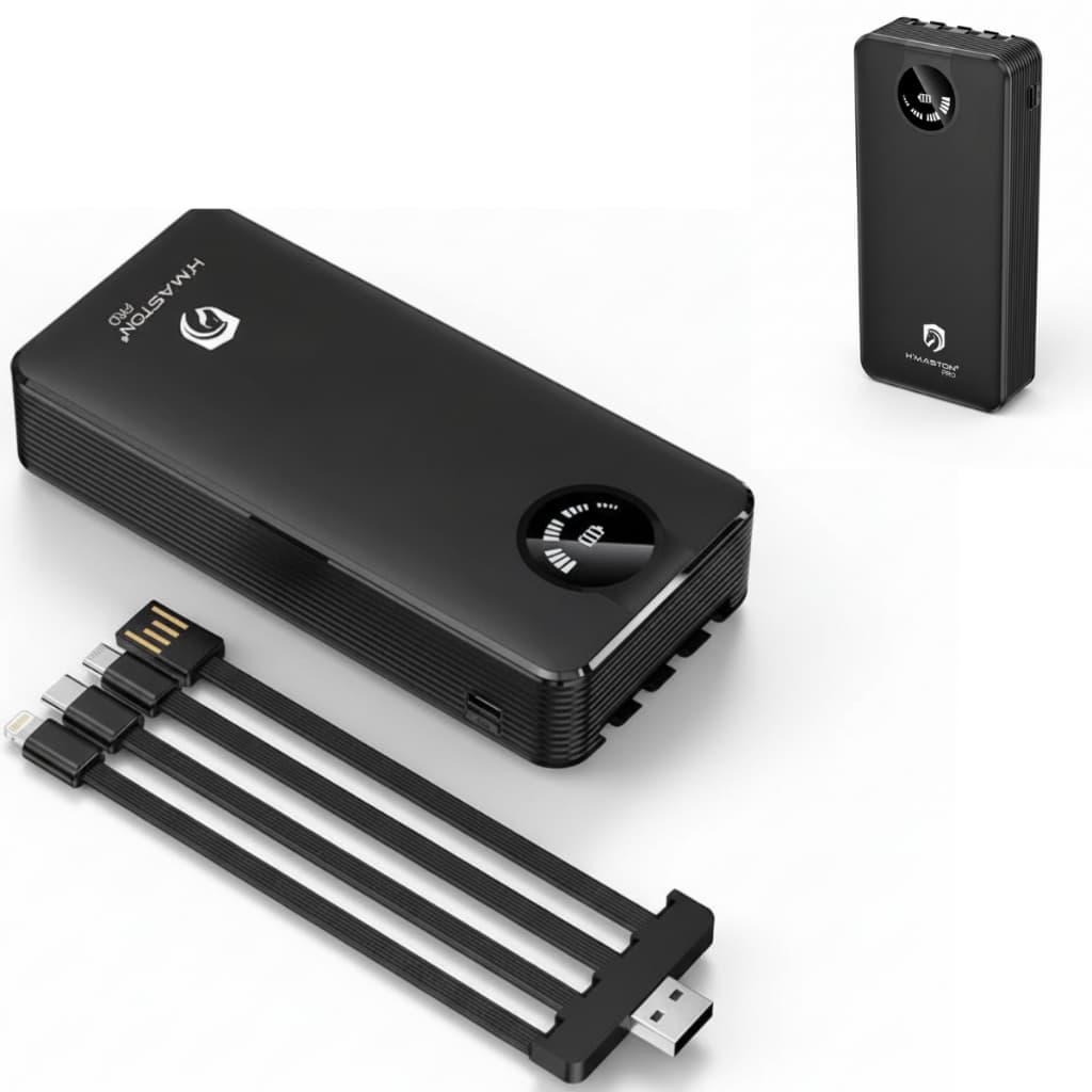 Power Bank 20000mAh H’Maston YD28 22.5W Turbo Carregador Portátil Cabos Integrados Display LED Original usb-c lightning
