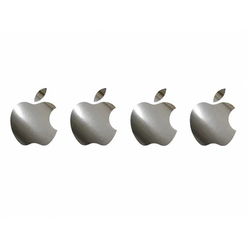 4 Adesivos maçã mini mordida Apple Traseira iPhone 17 pro / 17 pro Max maçã cromo