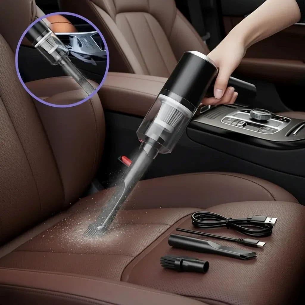 Aspirador De Pó Portátil Potente 127V Para Carro Casa Sofá E Estofados Limpeza Rápida Prático
