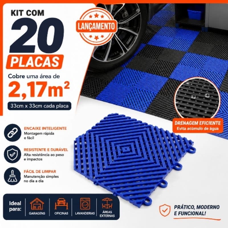 20 Estrado modular 33x33 piso garagem box detail 3d Floor automotivo