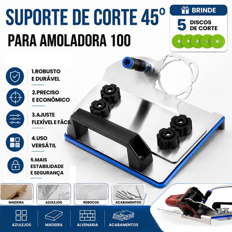 Adaptador De Esmerilhadeira Chanfra Cortar Em 45 Graus Guia Base Corte 45 Grau pisos Porcelanato