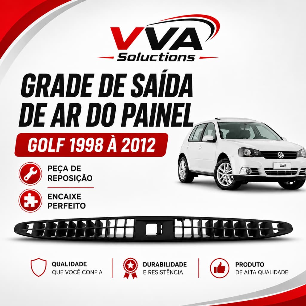 Grade Difusor Saida De Ar Painel Superior Golf 1998 A 2012 Preto abs original preta