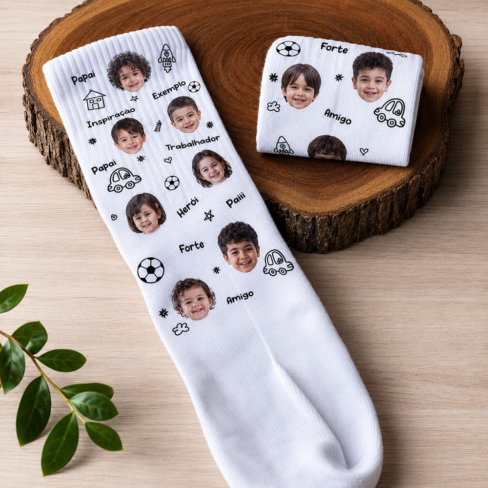 Meia Personalizada Foto Com Meias Cano Alto Divertida Modelos Coração Namorados Divertida Engraçada