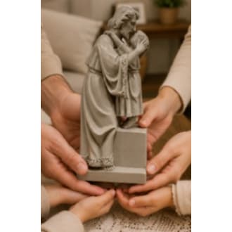Estatueta Escultura em Resina José Afetuoso Decoração Religioso Protetor da Familia 20cm