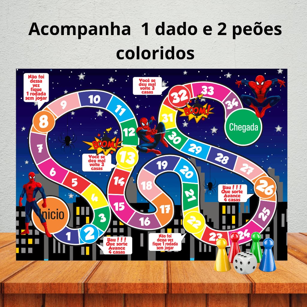 Jogo de tabuleiro para lembrancinha de aniversário/ kit festa/ personalizados - HOMEM ARANHA