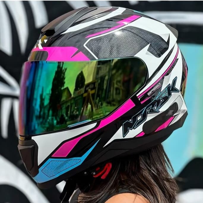 CAPACETE NORISK RAZOR SPEEDMAX ROSA BRANCO FEMININO ESPORTIVO ALTA QUALIDADE ORIGINAL NOVO
