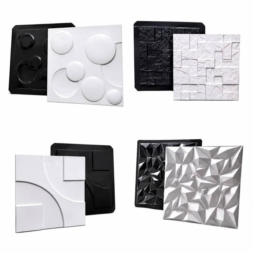 4 Moldes Para Revestimento 3D Ideal Para Gesso e Cimento Formas 3D Em ABS