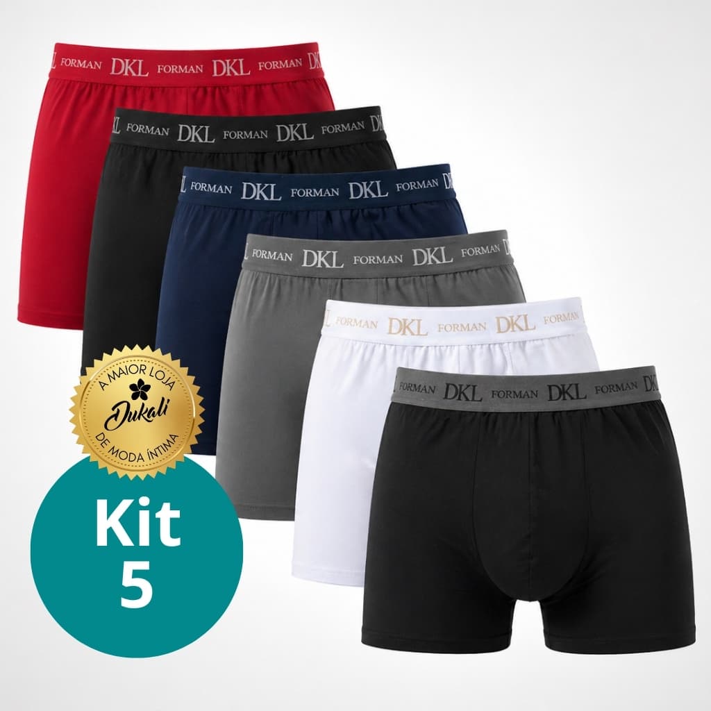 Kit 5 Cuecas Box Boxer Masculina Algodão Coton