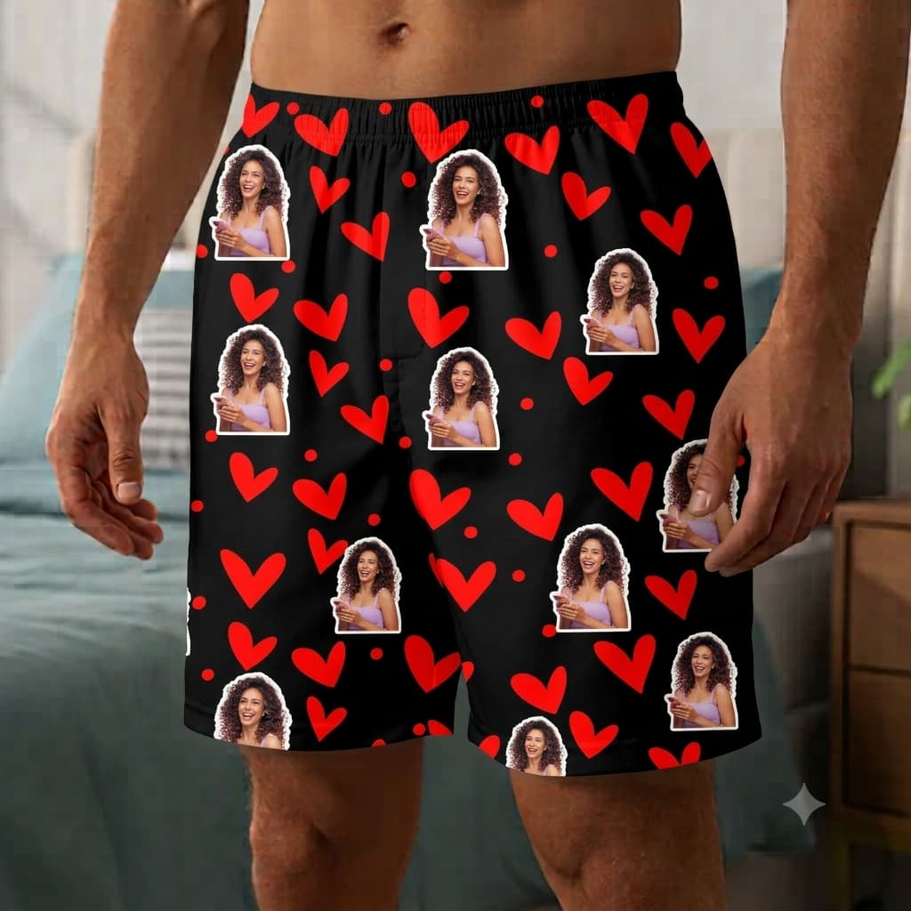 Samba Canção Masculinos Personalizado com Foto e Corações Conforto e Estilo com Estampas Sortidas