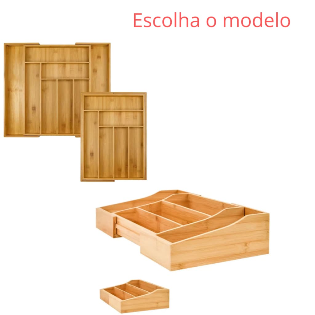 Porta Talheres Bambu Extensivel Gaveta Organizador Separador 5 Divisória Grande Madeira Escorredor Seca Talher Ajustável
