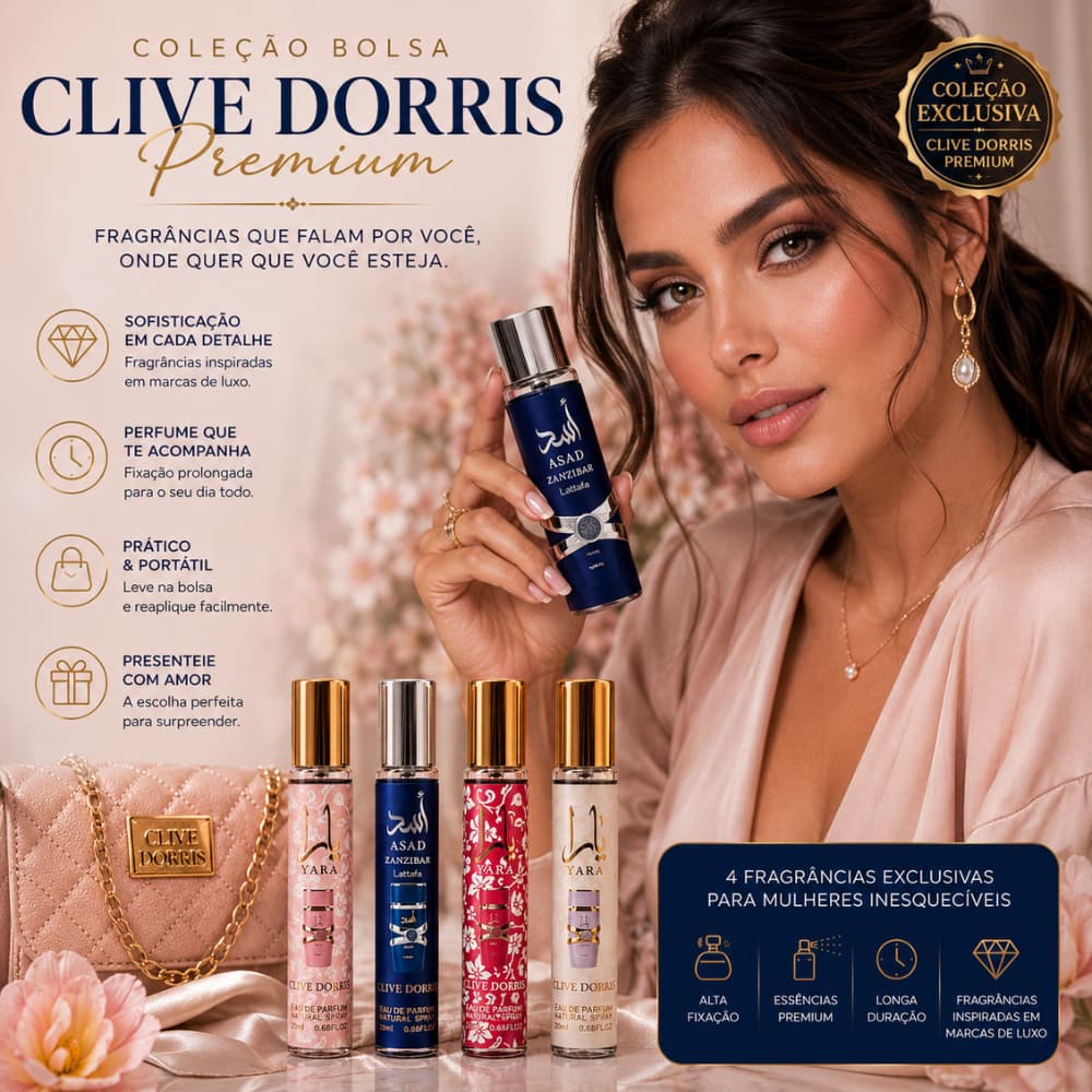 Perfumes de Bolsa Femininos e Masculinos Inspirações Árabes e importadas 20ml Clive Dorris