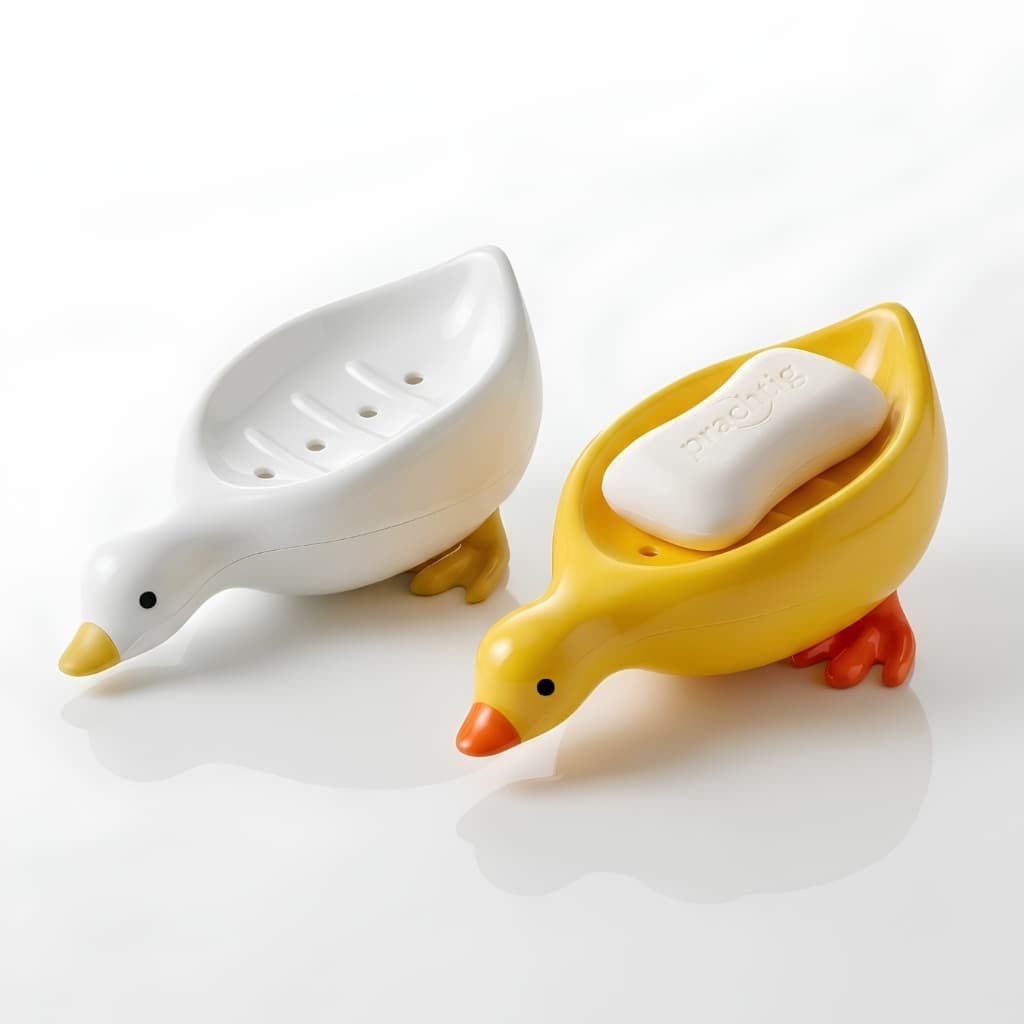 2, 4 ou 6 saboneteiras p/ pia e banheiro, forma de pato branco suporte porta sabonete plástico