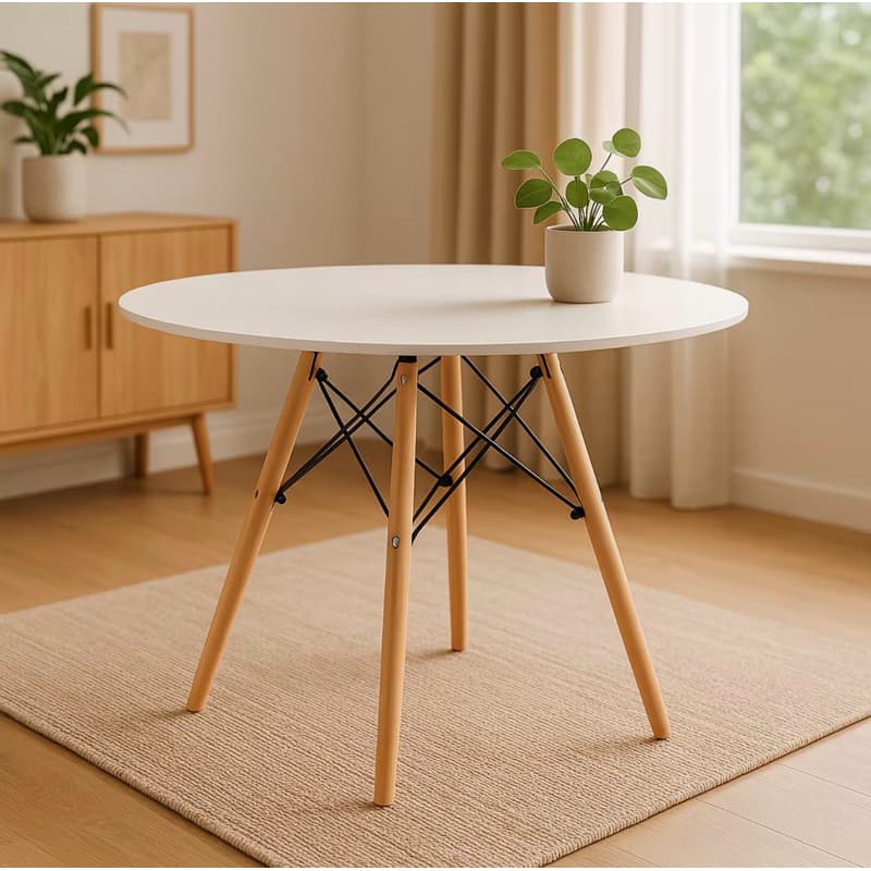 Mesa de jantar 80cm e 90cm Charles Eames Eiffel Redonda - Cores