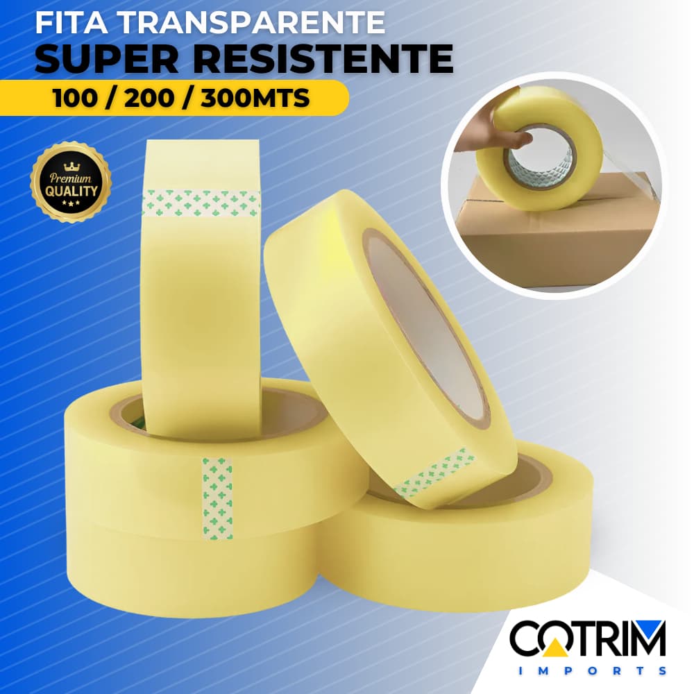 Fita Adesiva Durex Larga 100/200/300mts Transparente Grande Embalar Caixas e Encomendas