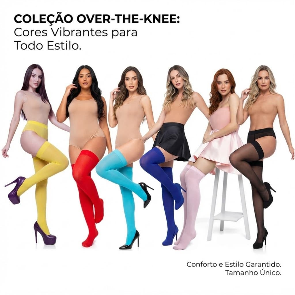 Meias Coloridas Neon Festa Luz Negra 7/8 Ate O Joelho Festa fantasias carnaval 2024 menor preço