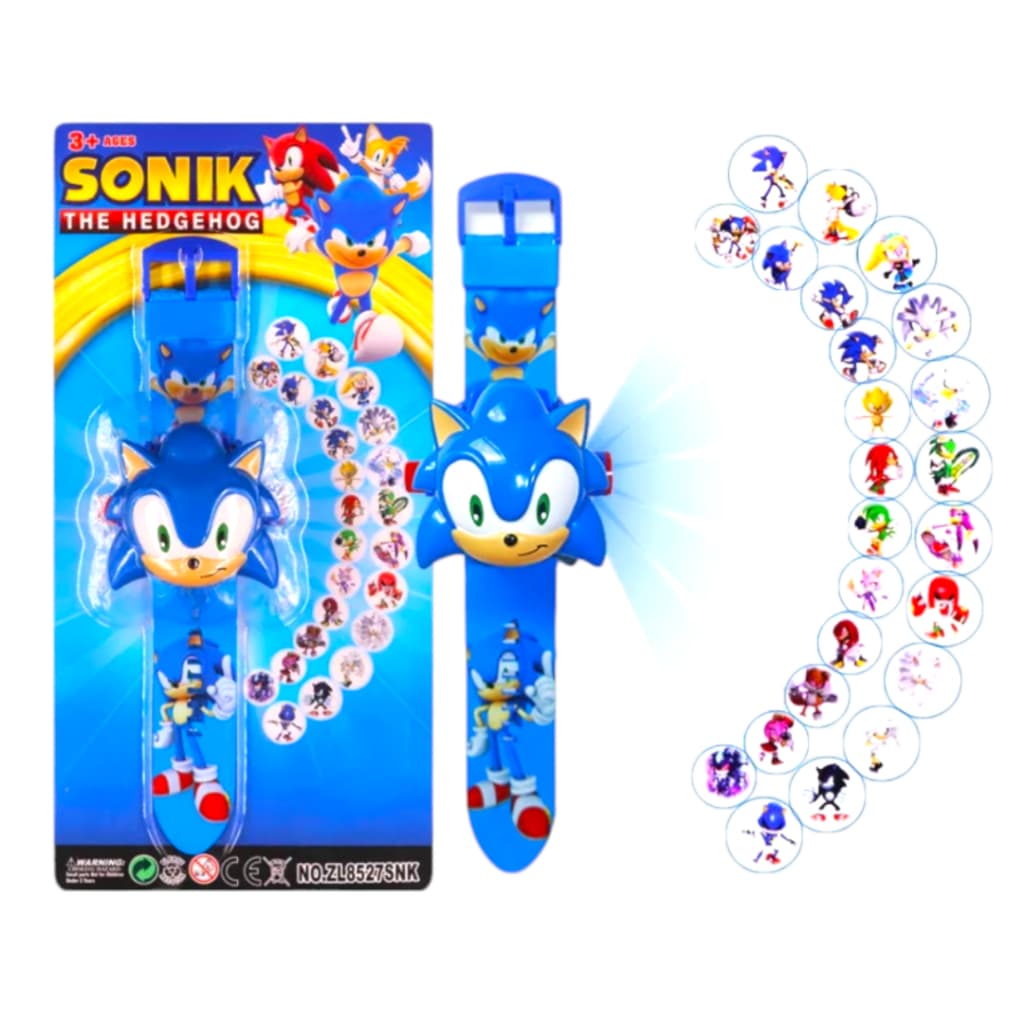 Relógio Infantil Projetor De Imagens 3D - Sonic