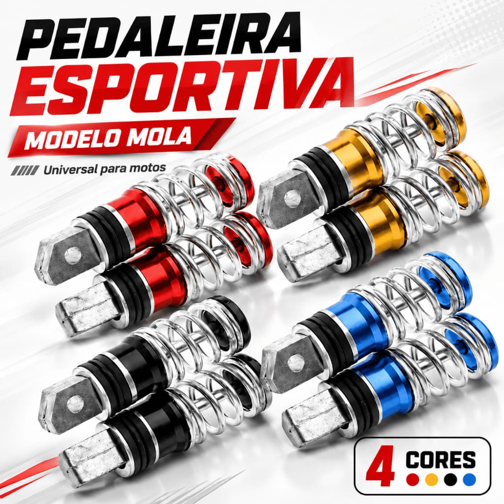 Pedaleira Esportiva Modelo Mola Universal Para Motos Esportivo Cromado Alumínio Colorida
