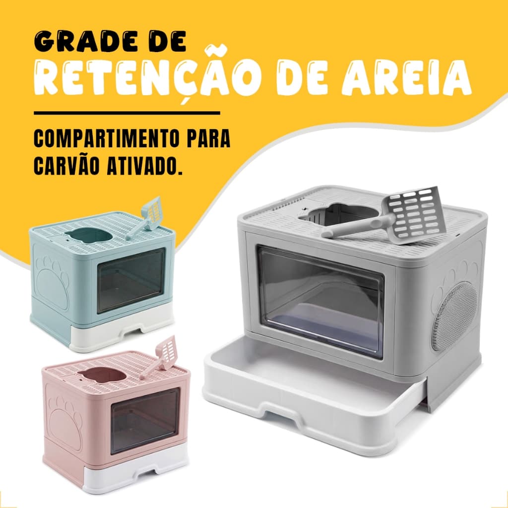 Banheiro para Gatos Fechado Anti-Odor Bandeja Gaveta com Pá Higiênica e Coçadinha