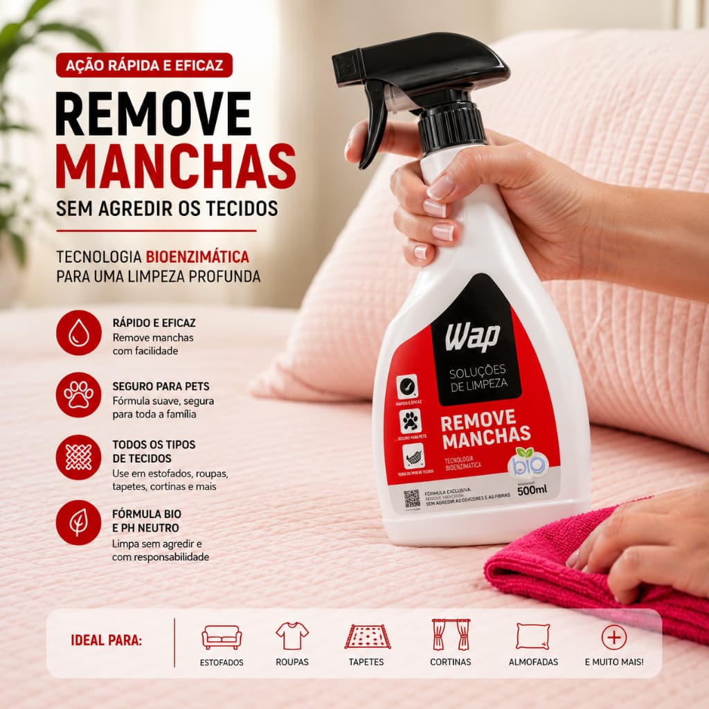 Removedor de Manchas WAP 500ml Para Tecidos Sofás Estofados e Tapetes