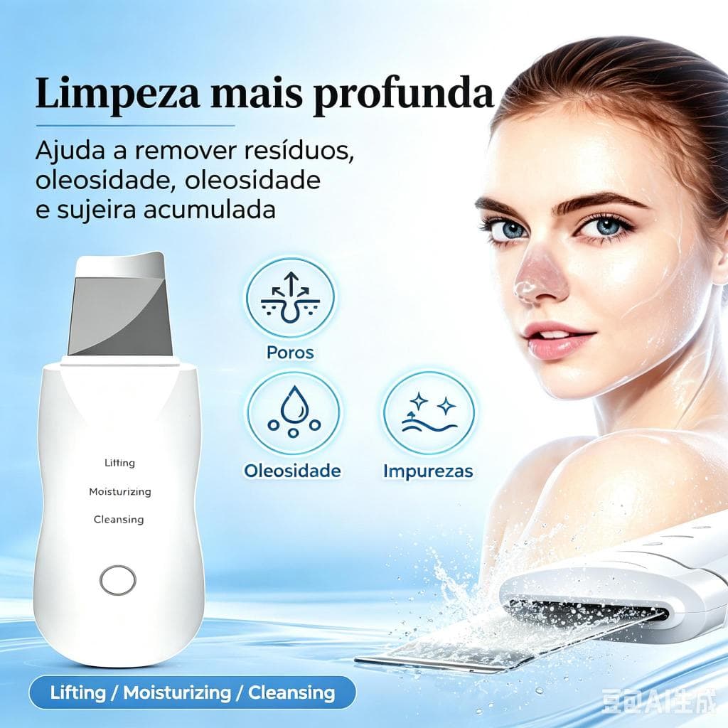 Aparelho de Peeling Esfoliante Ultrassônico Limpeza Facial Profunda Remoção de Cravos Antirrugas